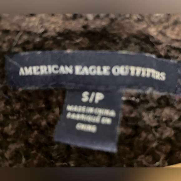 American Eagle Brown Diamond Wool Blend Knit Long Sleeved Sweater Size Small - Picture 3 of 6